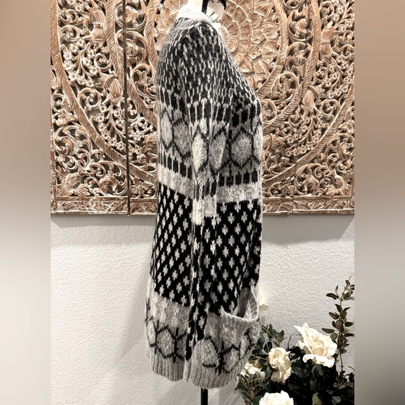 Lara Knit Black & Gray Mohair Wool Sweater Cardigan, Made in Italy 🇮🇹 - size M - Picture 3 of 12